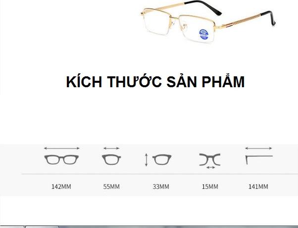 Kĩnh lão thị titan siêu bền trung niên mắt cực rõ và sáng gọng màu gold cực sang độ +1.00 đến +4.00 kv5p
