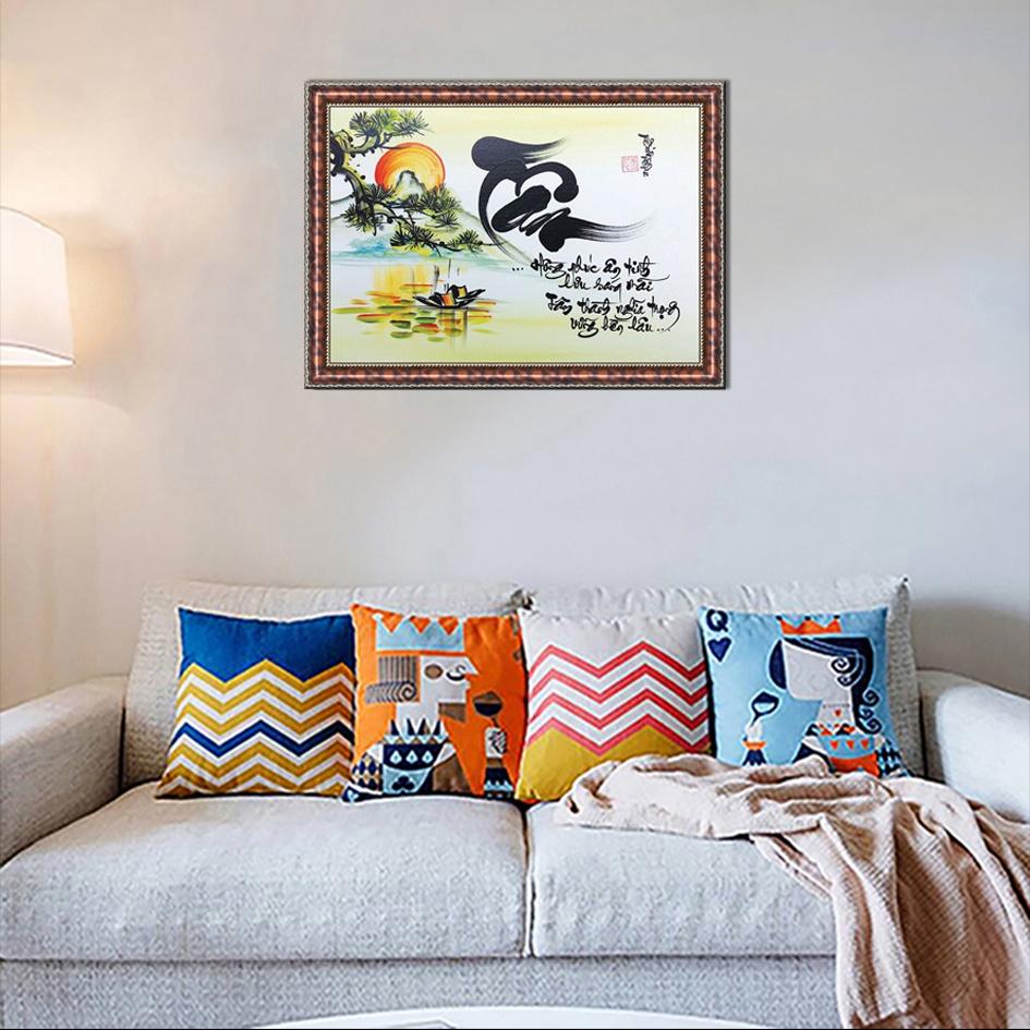 Tranh thư pháp trang trí nhà cửa, chữ nhẫn, chữ cha mẹ treo tường