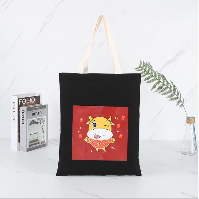 Túi vải in họa tiết hoạt hình Trương Gia cầm tay tiện lợi đeo vai