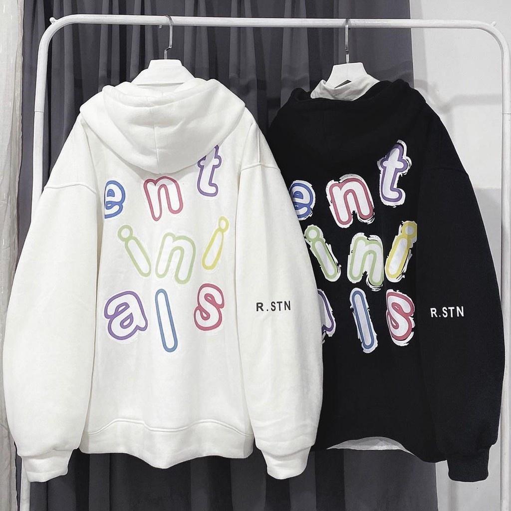 Áo khoác nam nữ Hoodie nỉ trơn Basic in chữ màu form rộng tay bồng khóa kéo có mũ Ulzzang giá rẻ couple