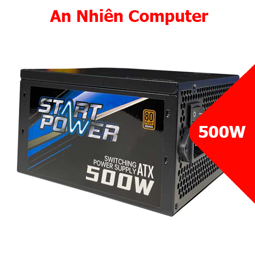 Nguồn Máy Tính Start Power 500W - Fan 120mm - Chống Ồn - 80 Plus