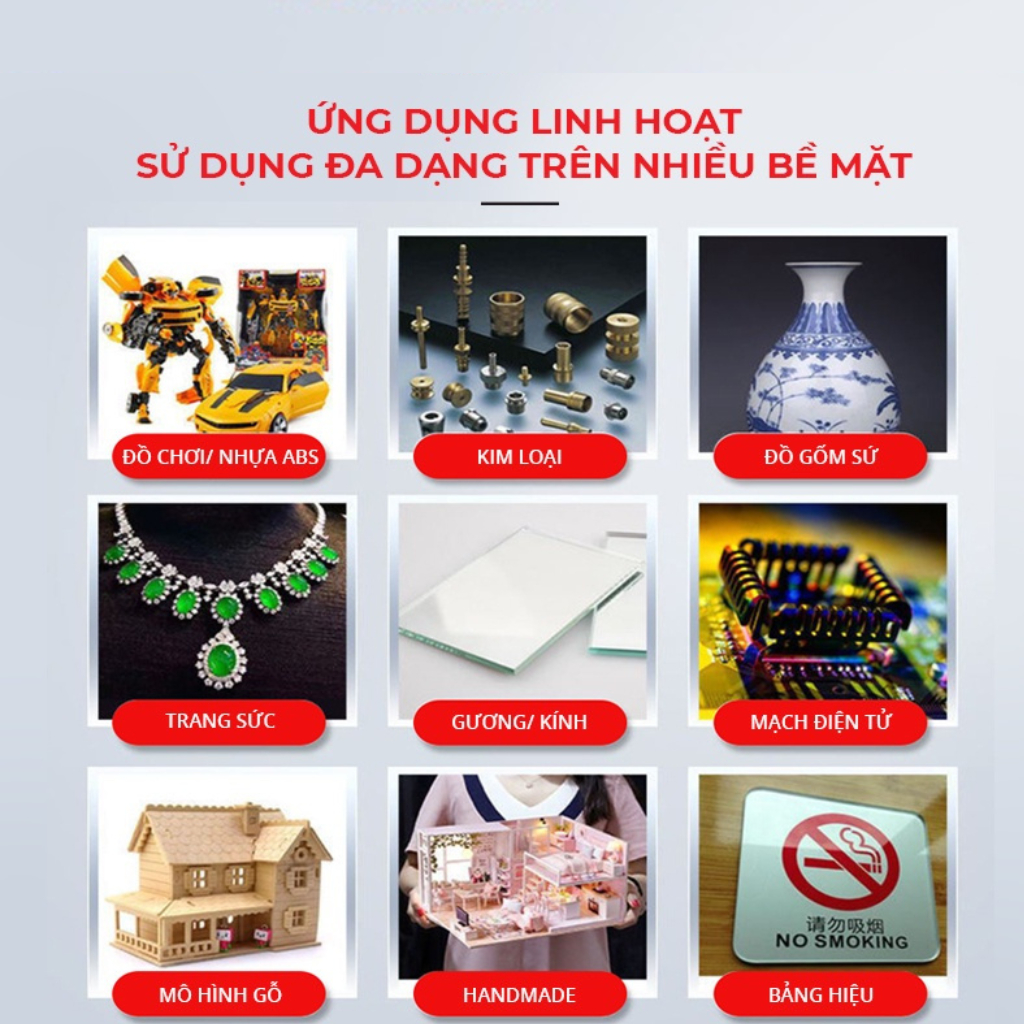 Keo Dán Siêu Dính Đa Năng Mọi Chất Liệu Cực Mạnh - Dán Gỗ Thuỷ Tinh Kim Loại Sắt Gốm Sứ Nhựa Vải