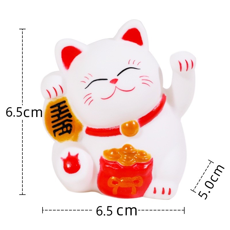 Mèo Thần Tài May Mắn mini (6.5cm*6.5cm) Nhựa Silicon để trang trí bánh kem, phụ kiện bánh sinh nhật, trưng bày, đồ chơi… - Henrysa