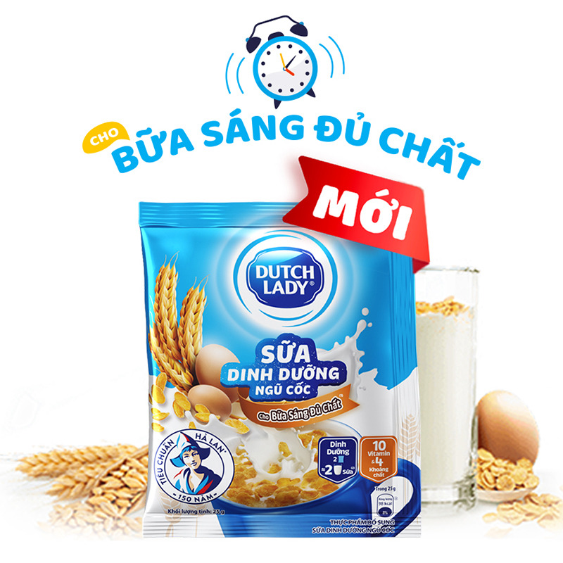 Túi 12 Gói Sữa Dinh Dưỡng + Ngũ Cốc Cô Gái Hà Lan (300g) - Cho bữa sáng đủ chất