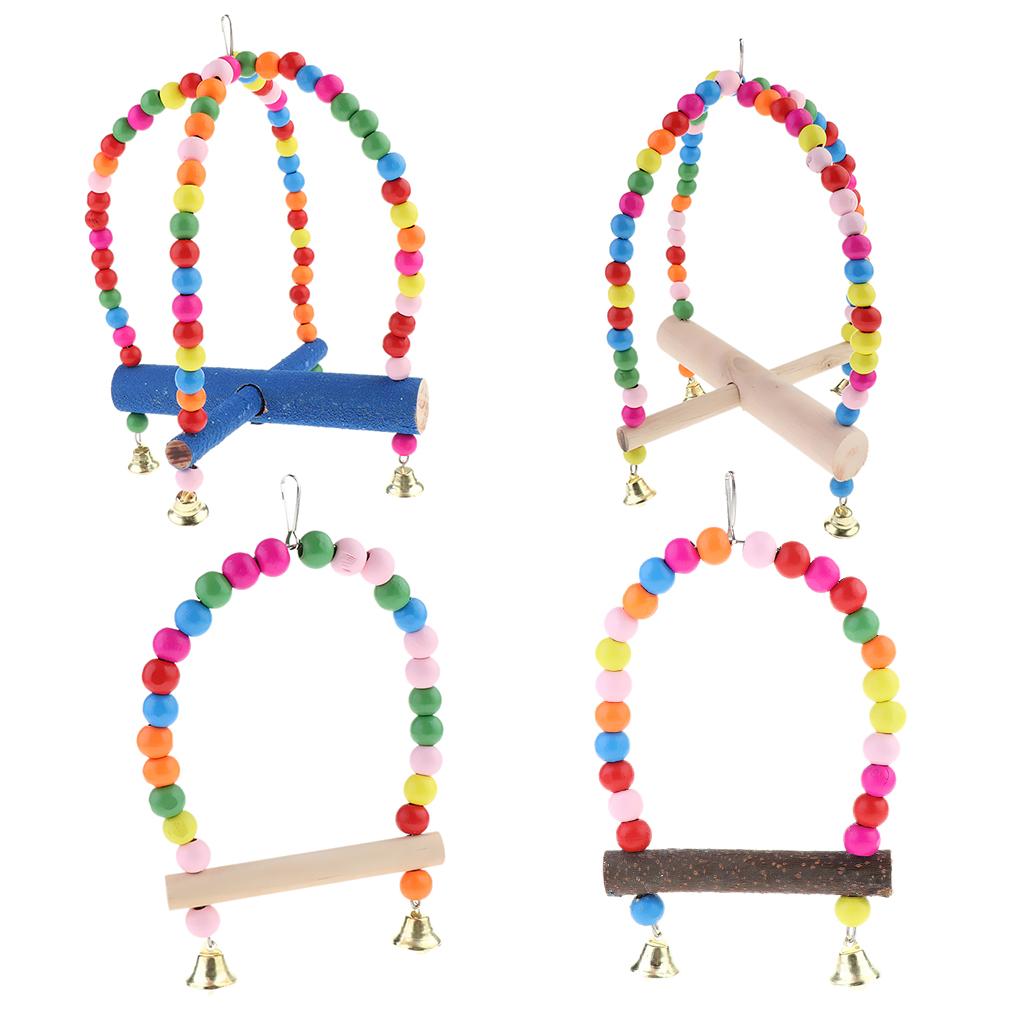 Bird Parrot Cockatiel Hanging Climbing Swing Rings Standing Frame Cage Toy