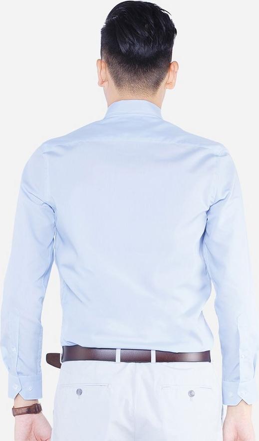 Áo sơ mi nam dài tay ALIGRO cổ bẻ dáng ôm body, 100% chất cotton xanh da trời ALGS143