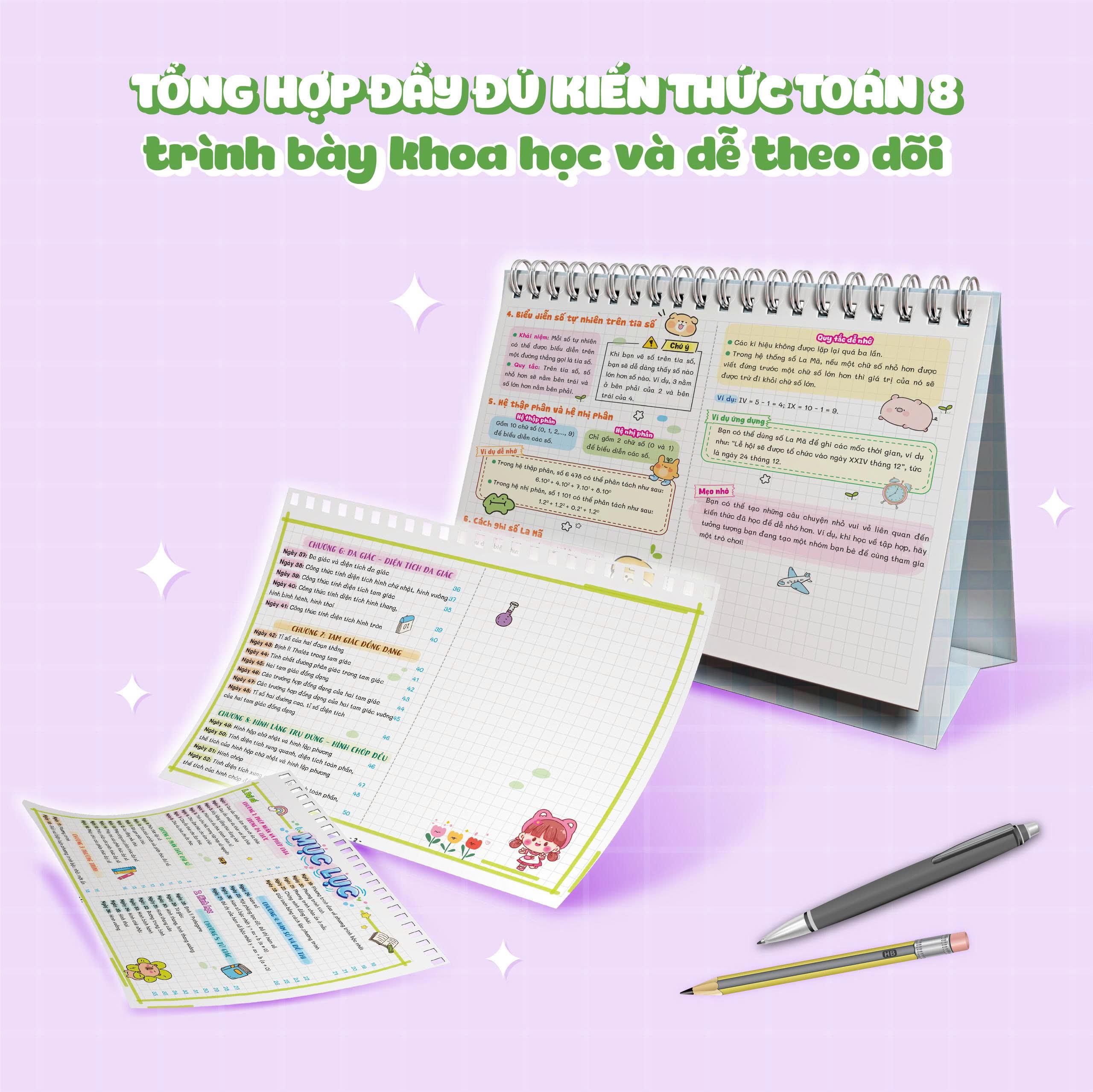 Sách - Sách Lịch Để Bàn - Tra Cứu Nhanh Kiến Thức Hàng Ngày - Toán 8