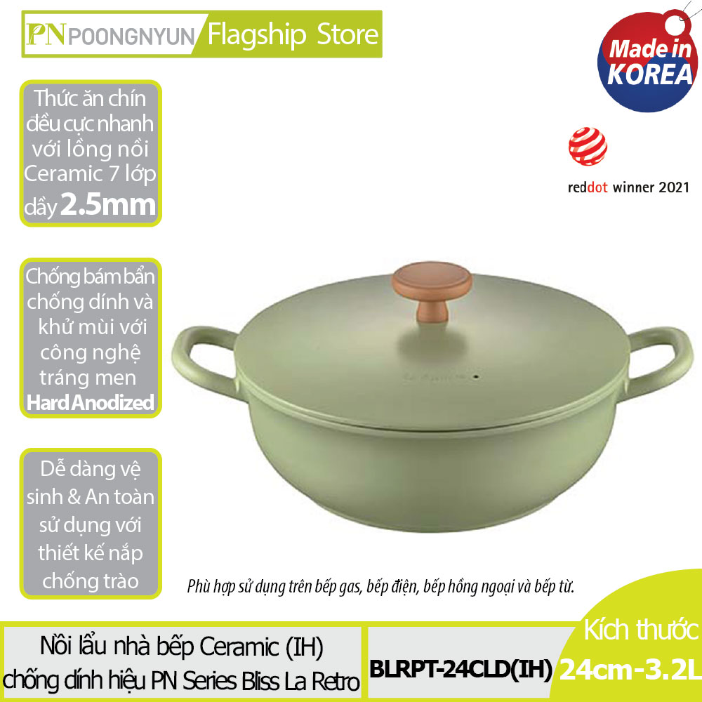 Nồi lẩu Ceramic hiệu PN BLRPT-24CLD(IH) - Hàng chính hãng