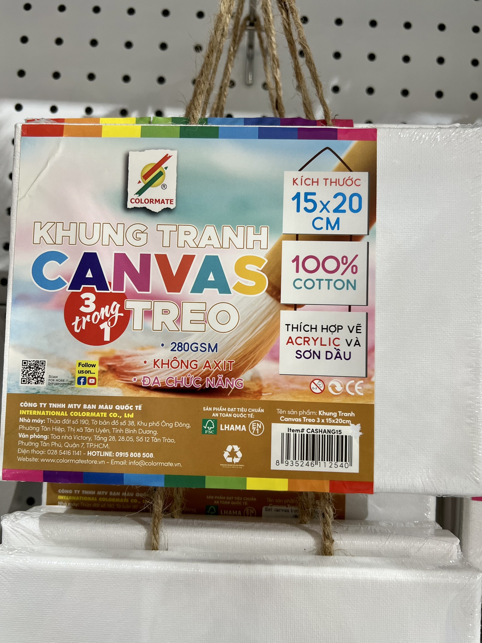 Khung vẽ tranh Canvas Colormate bộ 3 khung kèm dây treo - COLORMATE