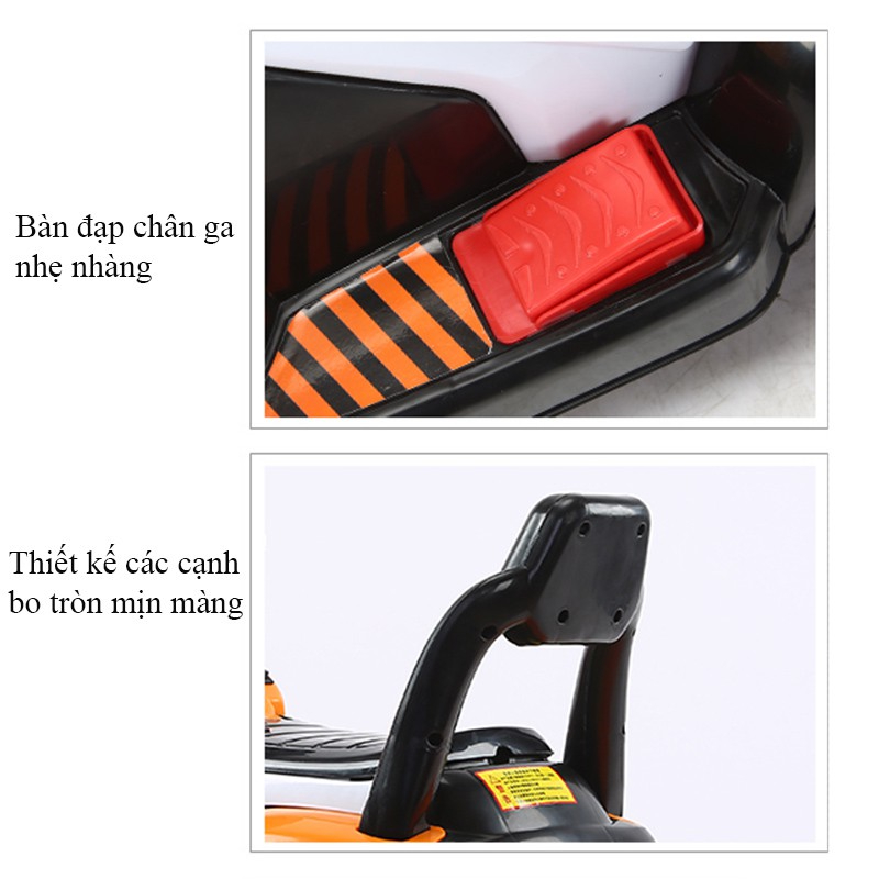 Xe cẩu cho bé cỡ lớn có thể điều chỉnh cần múc phù hợp trẻ em 2 - 6 tuổi