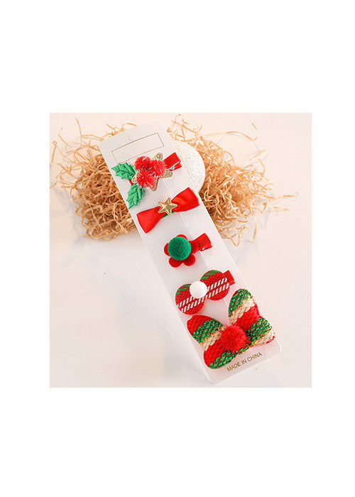Set 5 Kẹp Tóc Mái Bọc Vải Giáng Sinh Kute Dễ Thương