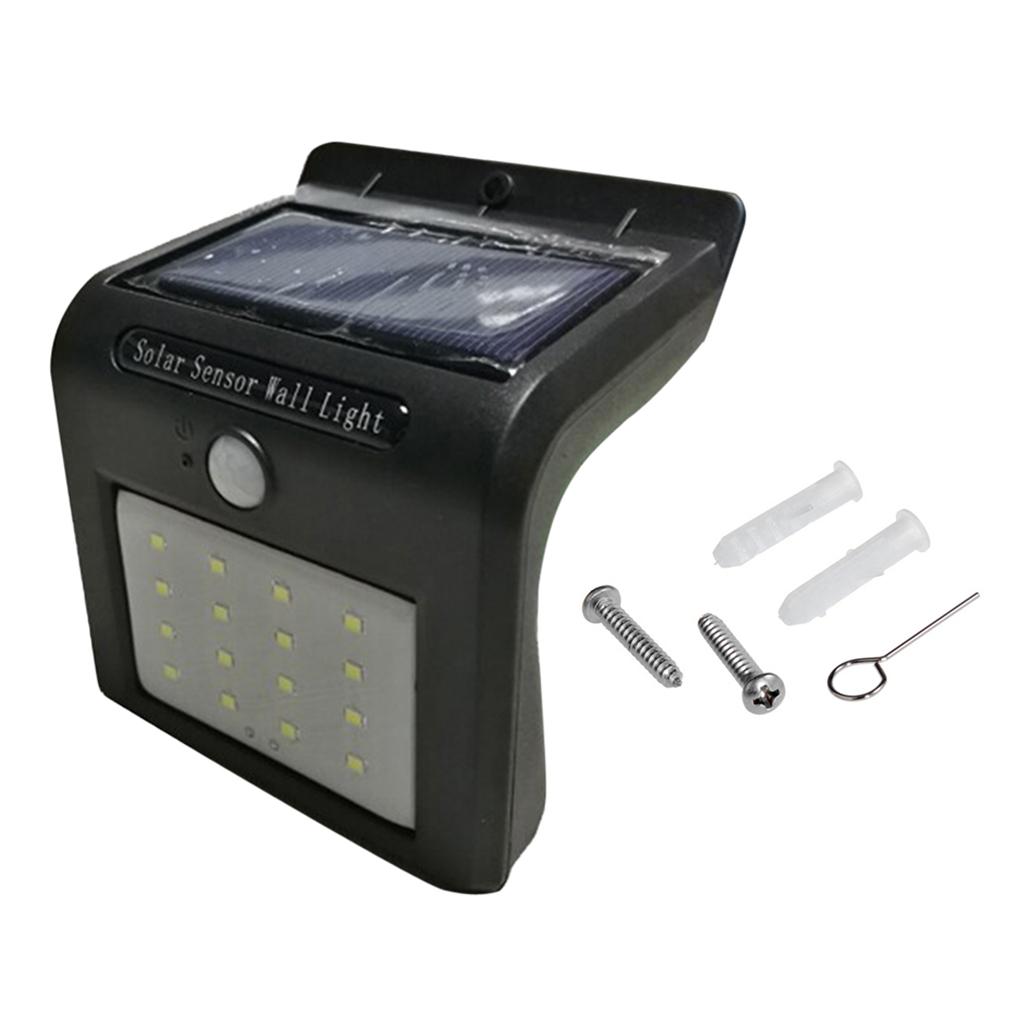 Outdoor 16 LED Solar Powered  Sensor Security Wall Lights - Black