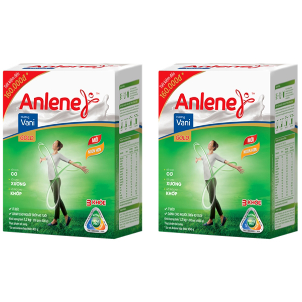 Combo 2 Hộp Sữa Bột Anlene Gold Hương Vani 1.2 Kg - Tặng Nồi Lẩu Inox