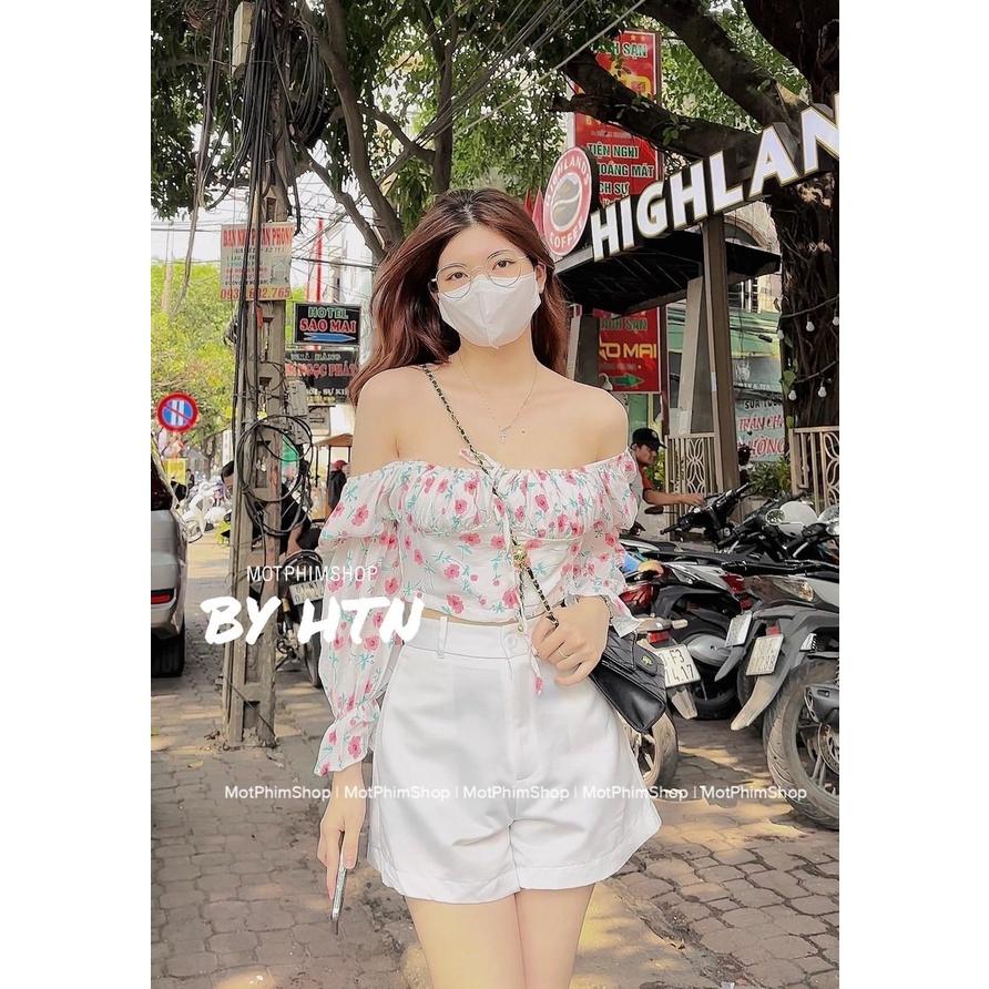 SET ĐI CHƠI, SET 2 MÓN ÁO CROPTOP CỔ VUÔNG TAY DÀI PHỒNG HOA PHỐI QUẦN ĐÙI CỰC XINH LUN Ạ