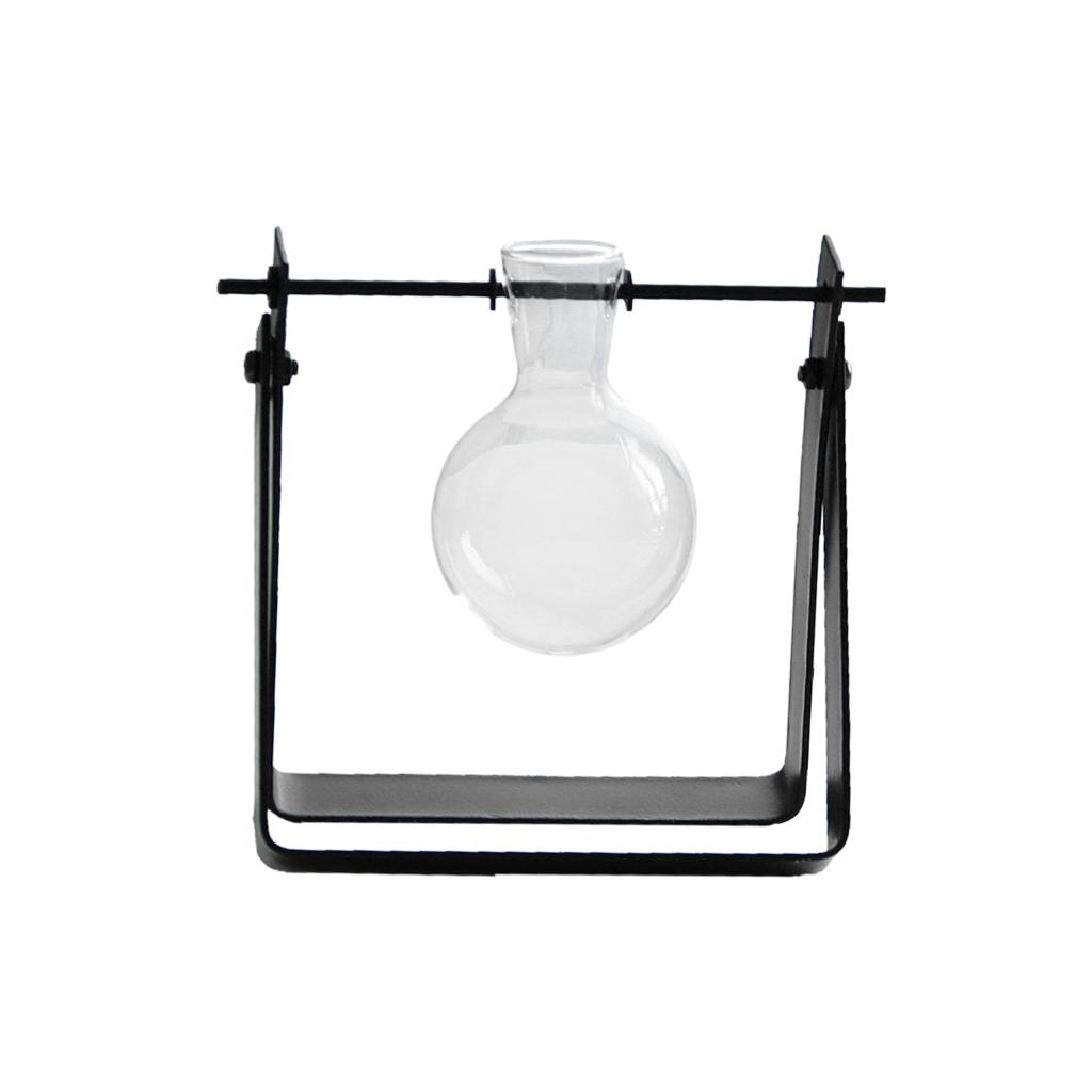 Ball Shape Glass Flower vase Hydroponic Bottle Terrarium With Iron Stand