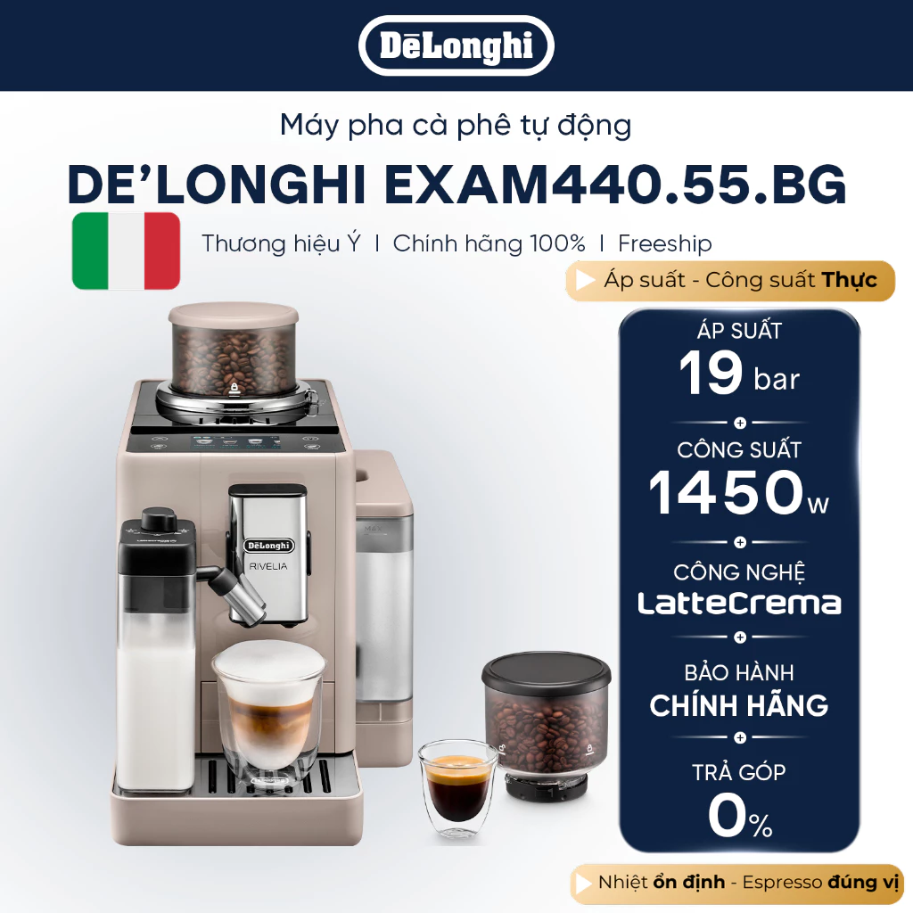 [Hàng chính hãng] Máy pha cà phê tự động DeLonghi Rivelia EXAM440.55.BG