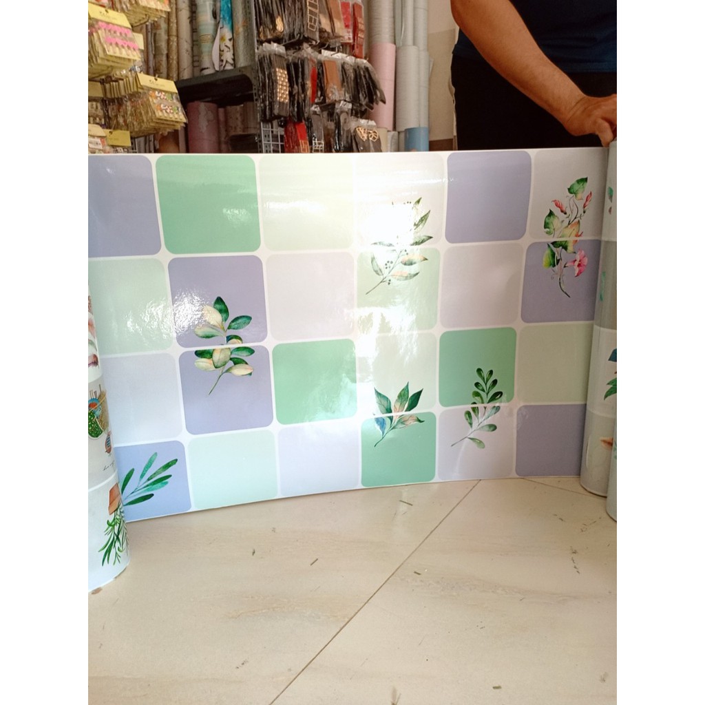 Combo 3 mét giấy dán bếp, decal dán bếp tráng nhôm NHÁNH CÂY XANH khổ 60cm có keo sẵn