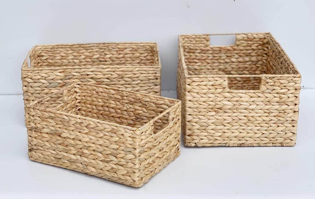 Giỏ lục bình đựng đồ- Giỏ cói decor hình chữ nhật nhiều size