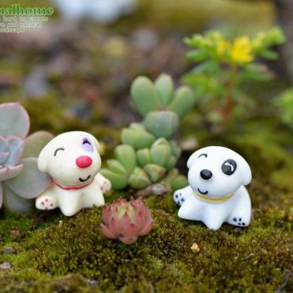 Phụ kiện chó béo ngồi dùng trang trí tiểu cảnh terrarium, cây cảnh, handmade