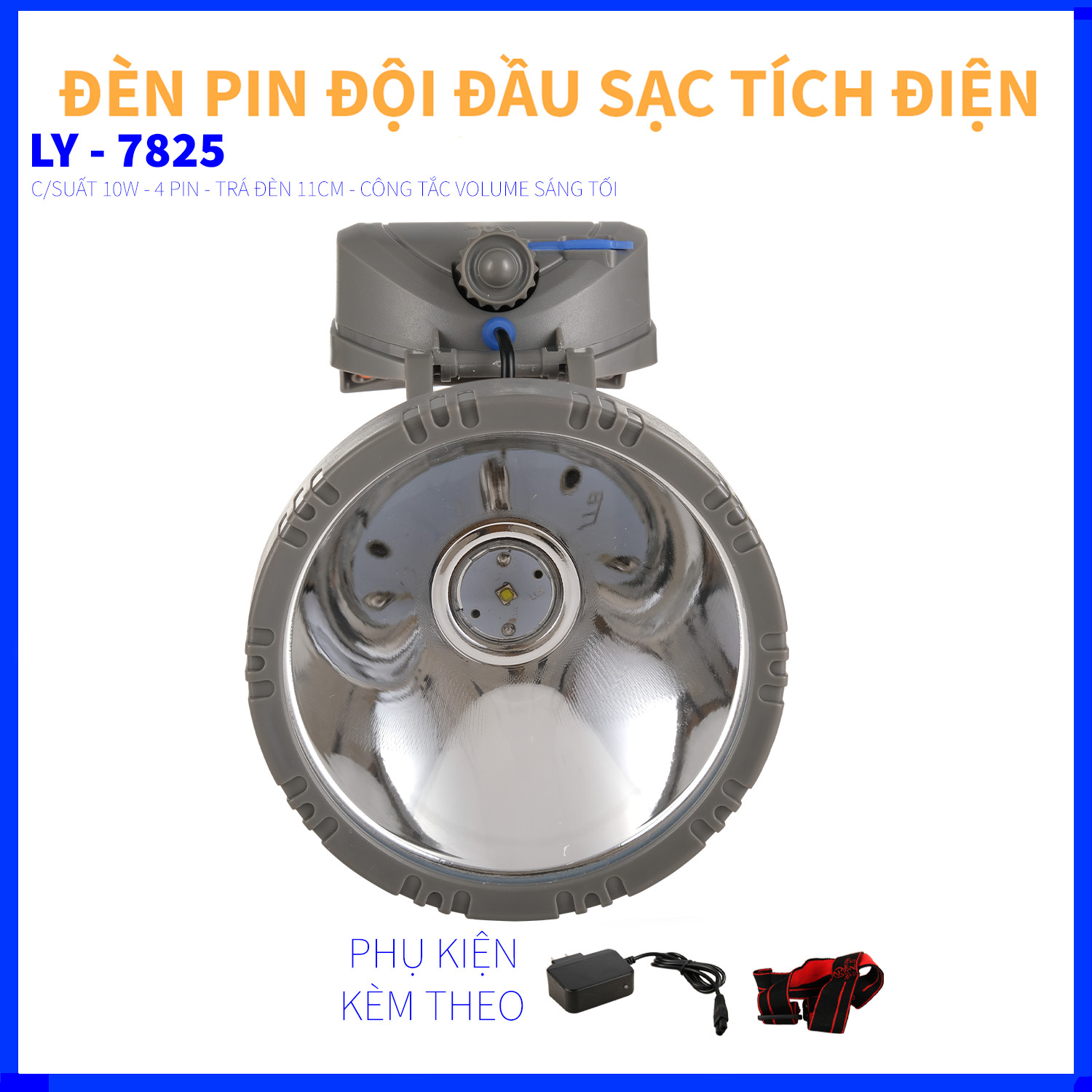 ĐÈN PIN ĐỘI ĐẦU LZH 1121 - 3 PIN ĐẠI 26650 VÀ 4 PIN 18650 - SÁNG 15H - 20H LIÊN TỤC - TRÁ 12CM - 2 CÔNG TẮC - 3 CHẾ ĐỘ SÁG - KÍNH THỦY TINH - CHỐNG NƯỚC IP65 - DÂY NHỰA