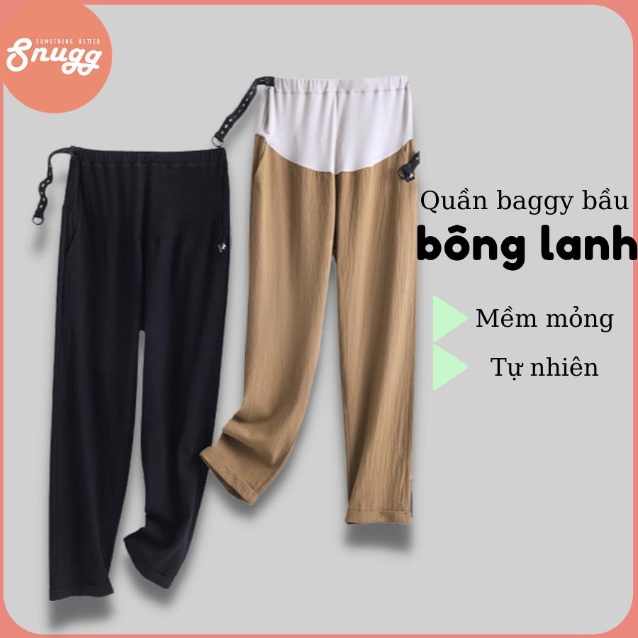 Quần baggy cotton lanh cho mẹ bầu - Quần bầu hè Dandelion 2021-Snugg