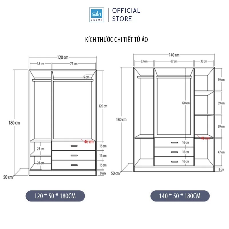 Tủ Quần Áo Gỗ SIB Decor Nhiều Ngăn Đa Năng Màu Trắng Phối Vân Gỗ Sồi Hiện Đại