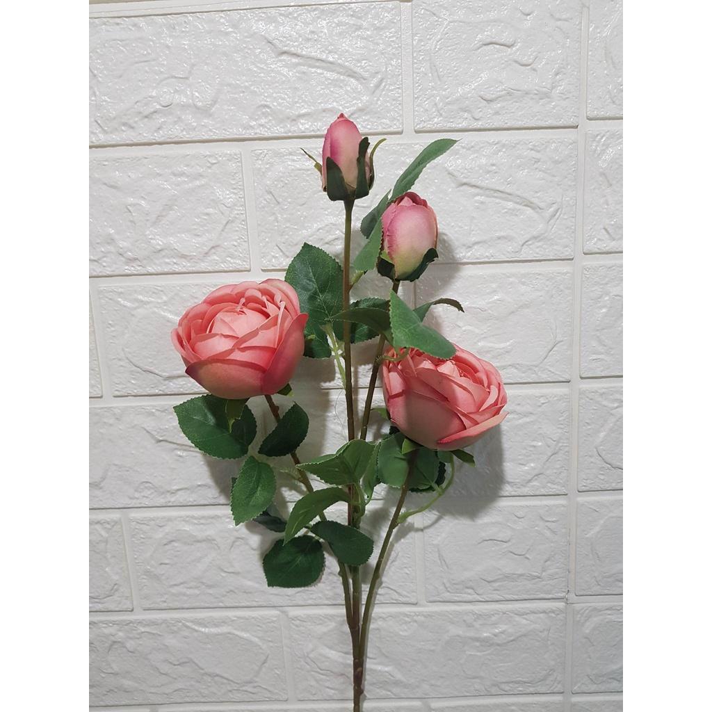 Hoa hồng lụa loại đẹp cành 2 bông 2 nụ dài 75cm
