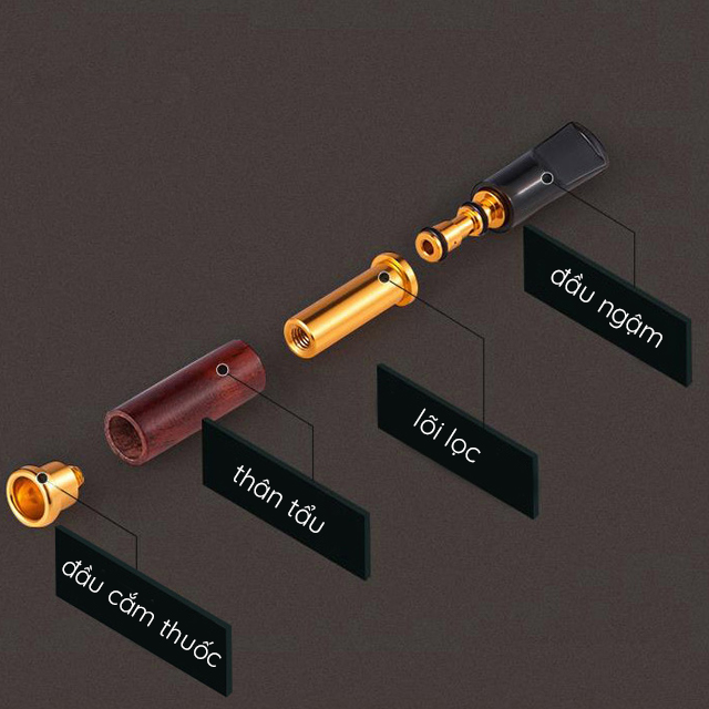 Tẩu Lọc Thuốc Gỗ Mun ZB-329 Thiết Kế Nhỏ Gọn Sang Trọng Cao Cấp