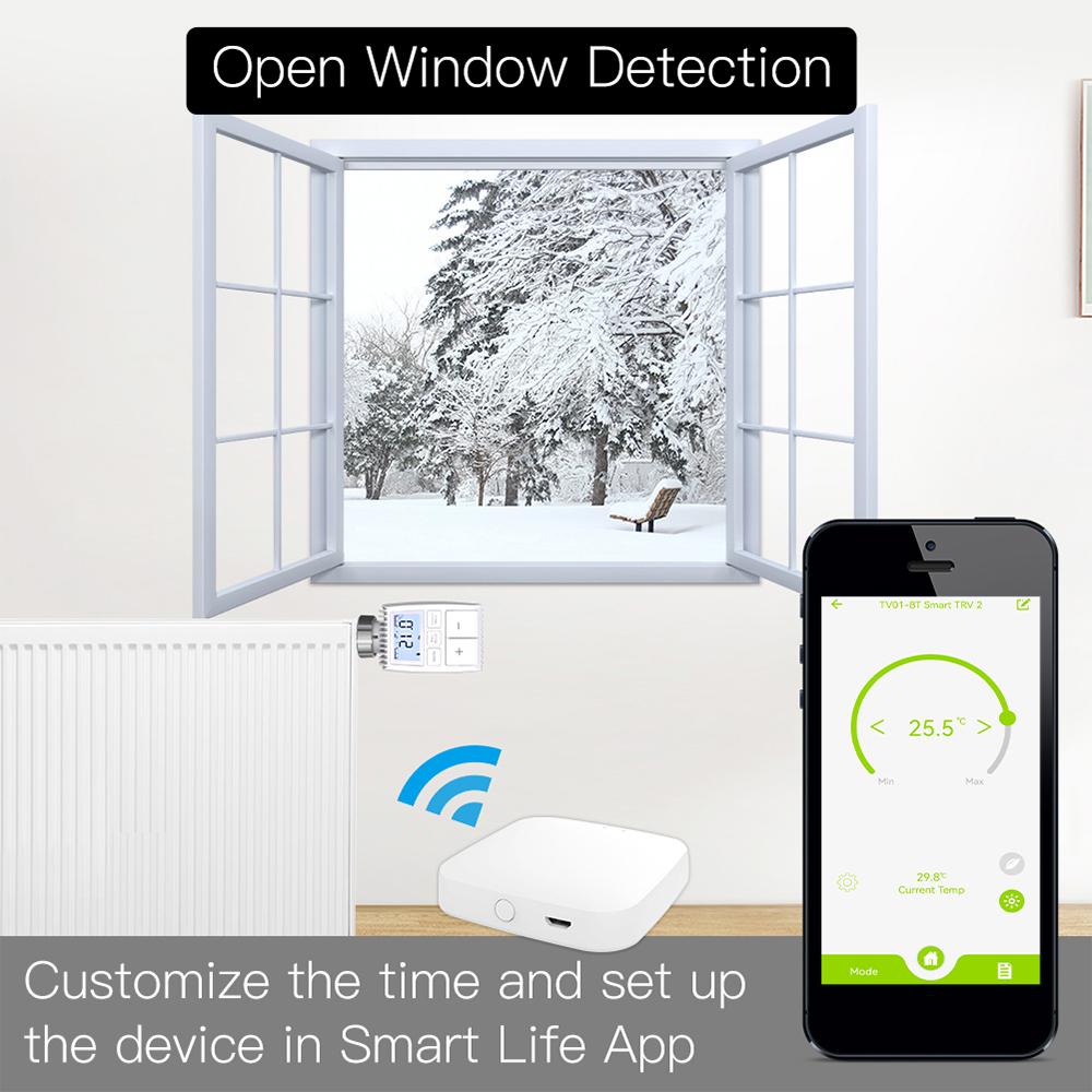 ZigBee/BT Radiator Thermostat Heating Temperature Controller Temperature Control Gauge Thermostatic Radiator Valve Intelligent Mobilephone APP Control Voice Control