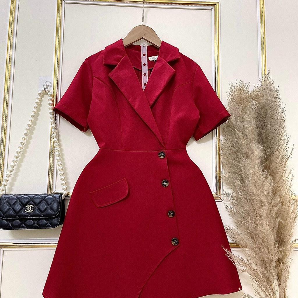ĐẦM CỔ VEST KẾT NÚT ĐẮP TÀ 11397