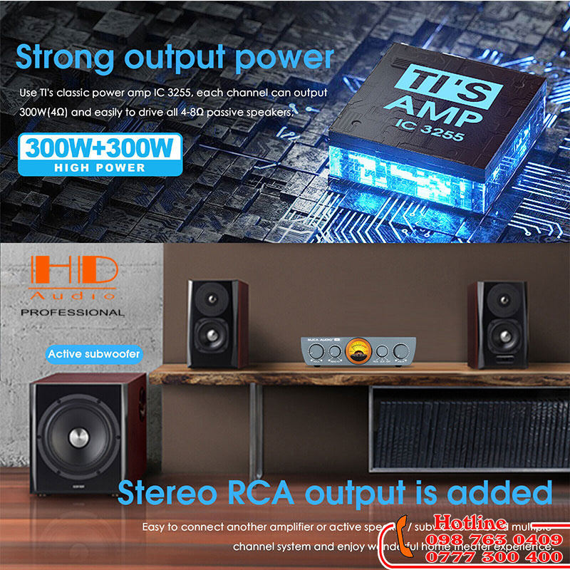 Amply SUCA AUDIO U7 -Đồng Hồ VU Bắt Mắt - Công Suất Khủng 300wx2 - Hàng Chính Hãng