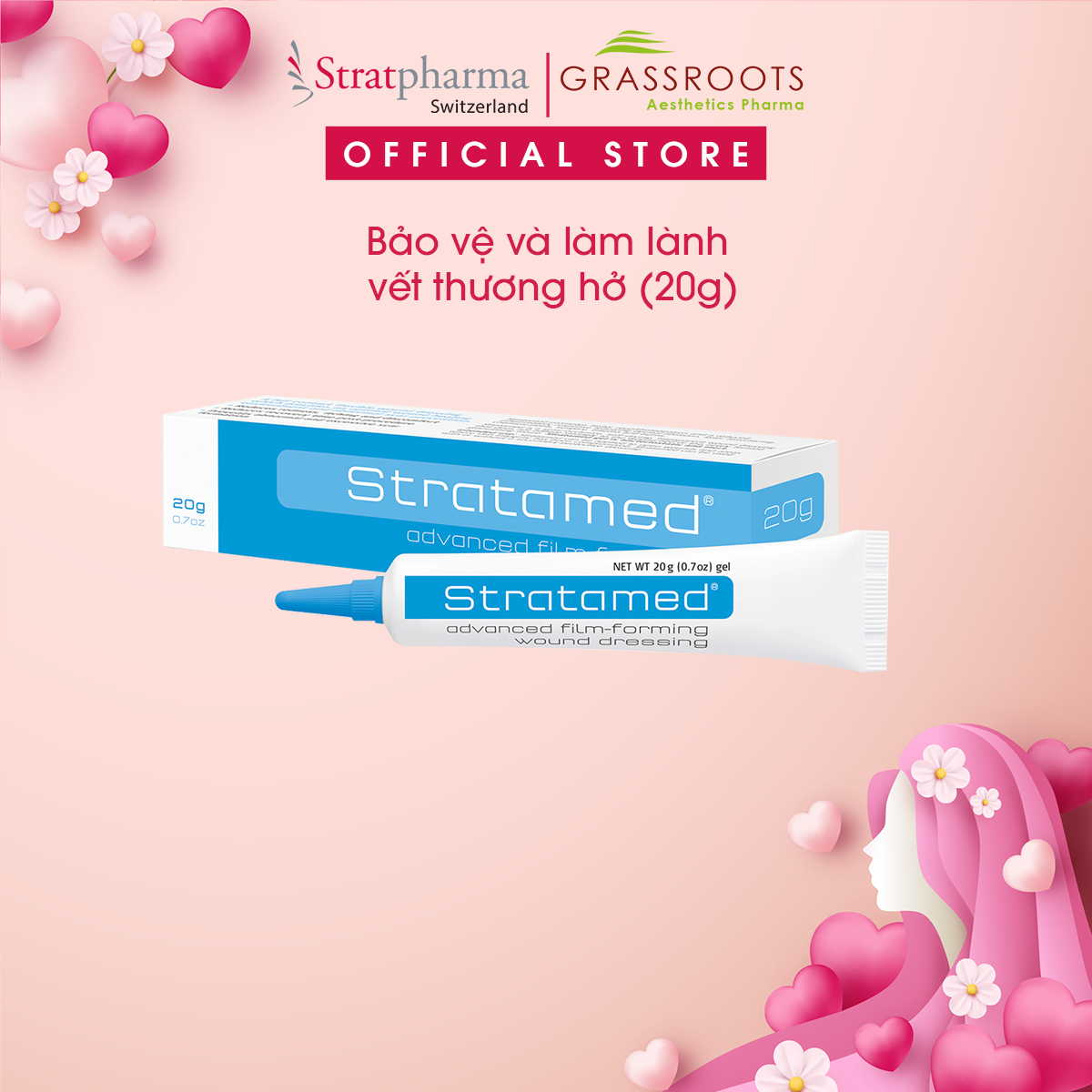 Stratamed 20g - Gel Silicon bảo vệ và làm lành vết thương hở