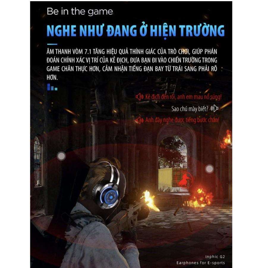 Tai Nghe chụp tai âm thanh nổi 7.1 siêu bass Gaming Inphic G2 tích hợp micro đàm thoại