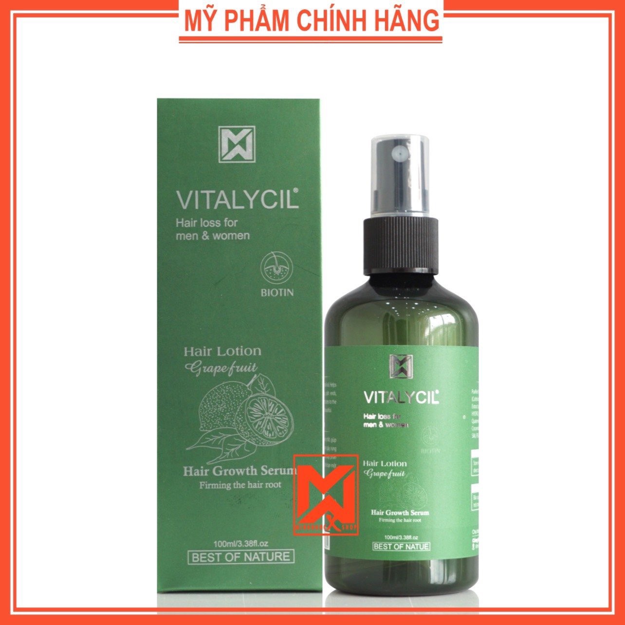 Tinh dầu bưởi, xịt dưỡng tóc tinh dầu bưởi VITALYCIL 100ml, ngừa rụng kích mọc tóc