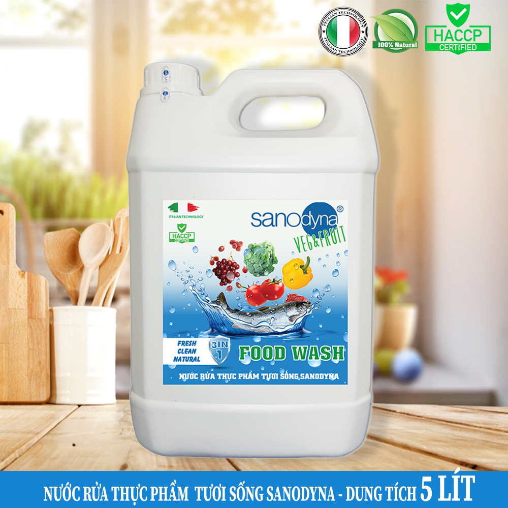 Nước rửa thực phẩm tươi sống Sanodyna Food Wash - 100% Tự Nhiên - thương hiệu từ ITALIA – dung tích 5 lít