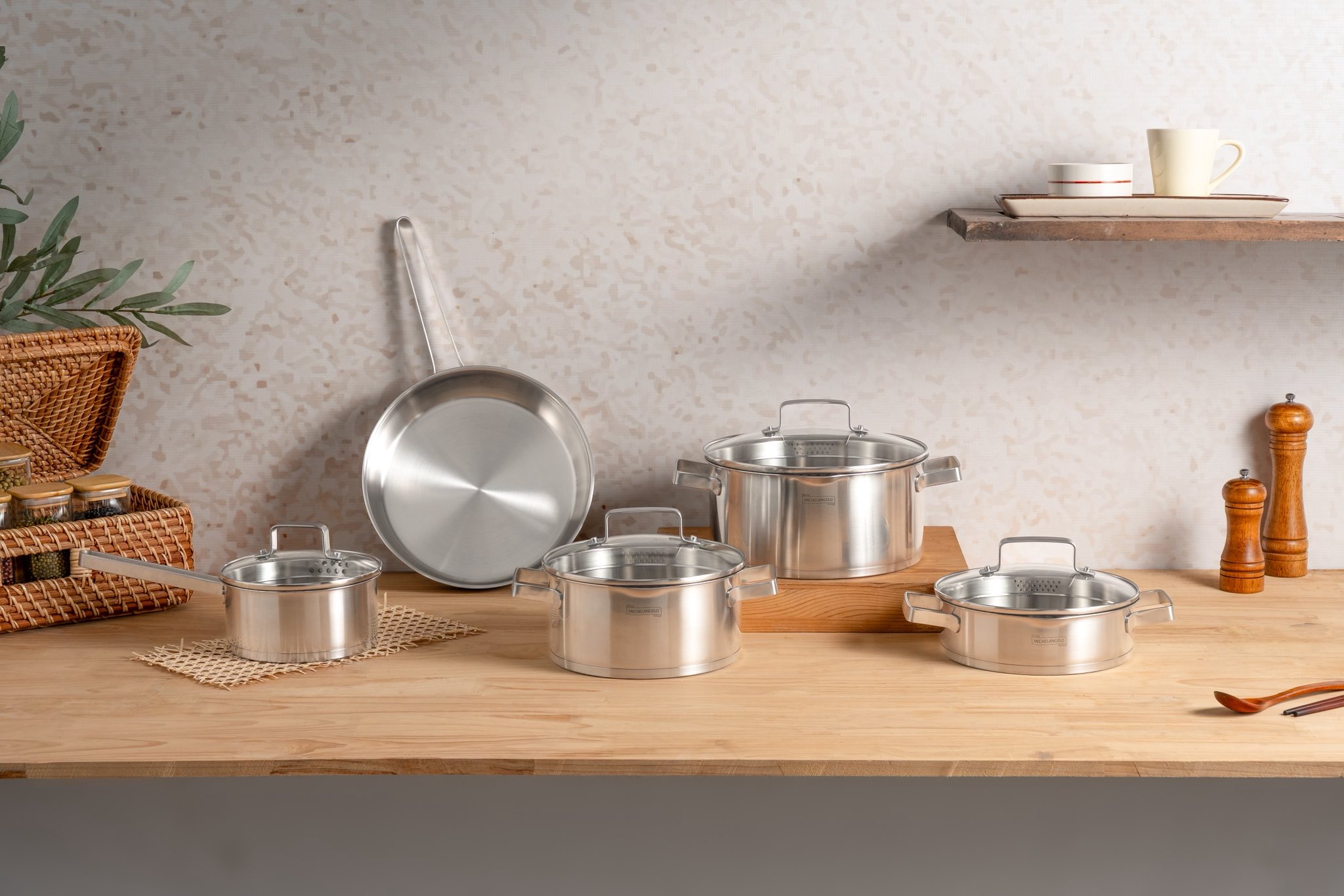 Bộ nồi Michelangelo Essential 5 món Hàng chính hãng