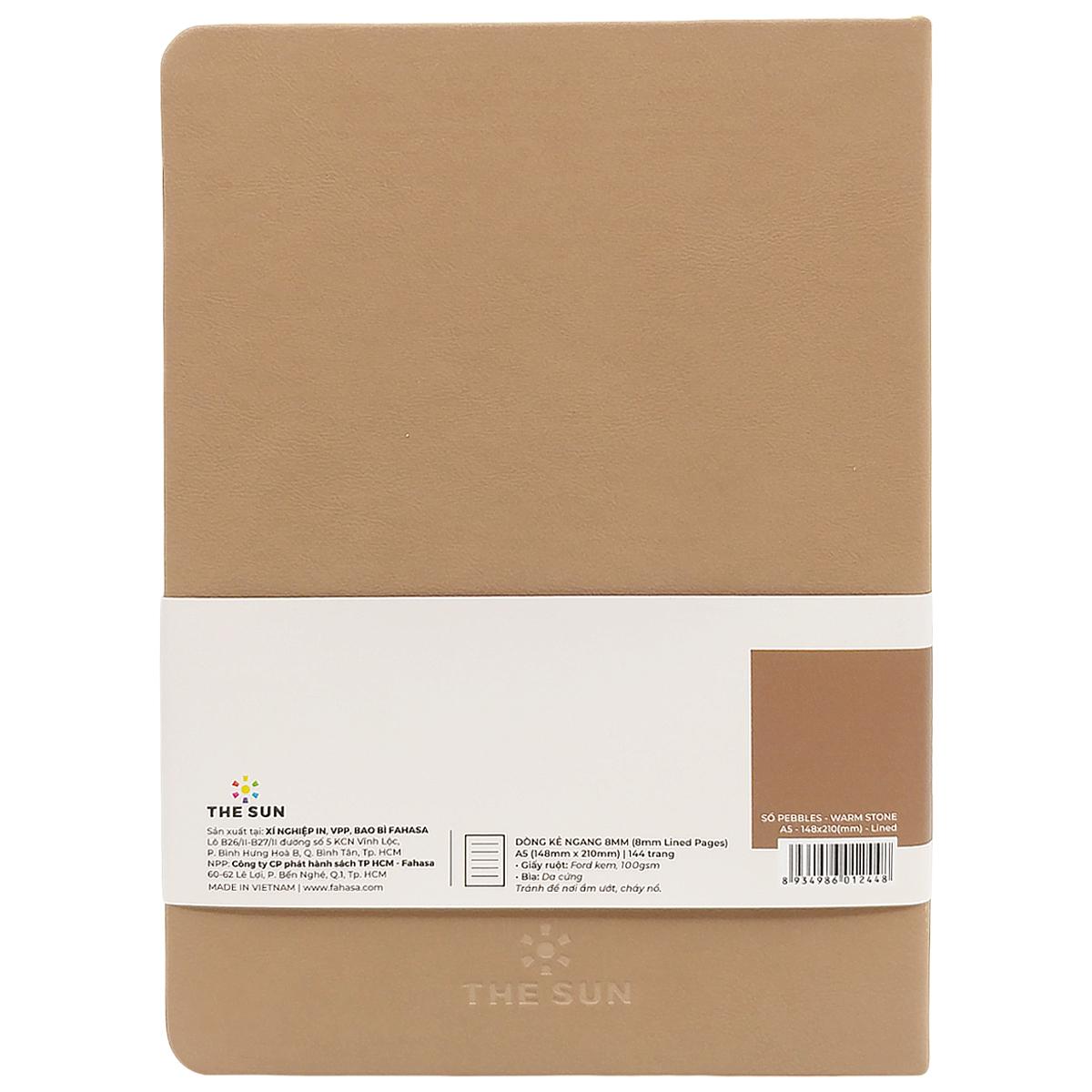 Sổ Bìa Da Pebbles A5 - Kẻ Ngang - 144 Trang 100gsm - The Sun - Warm Stone