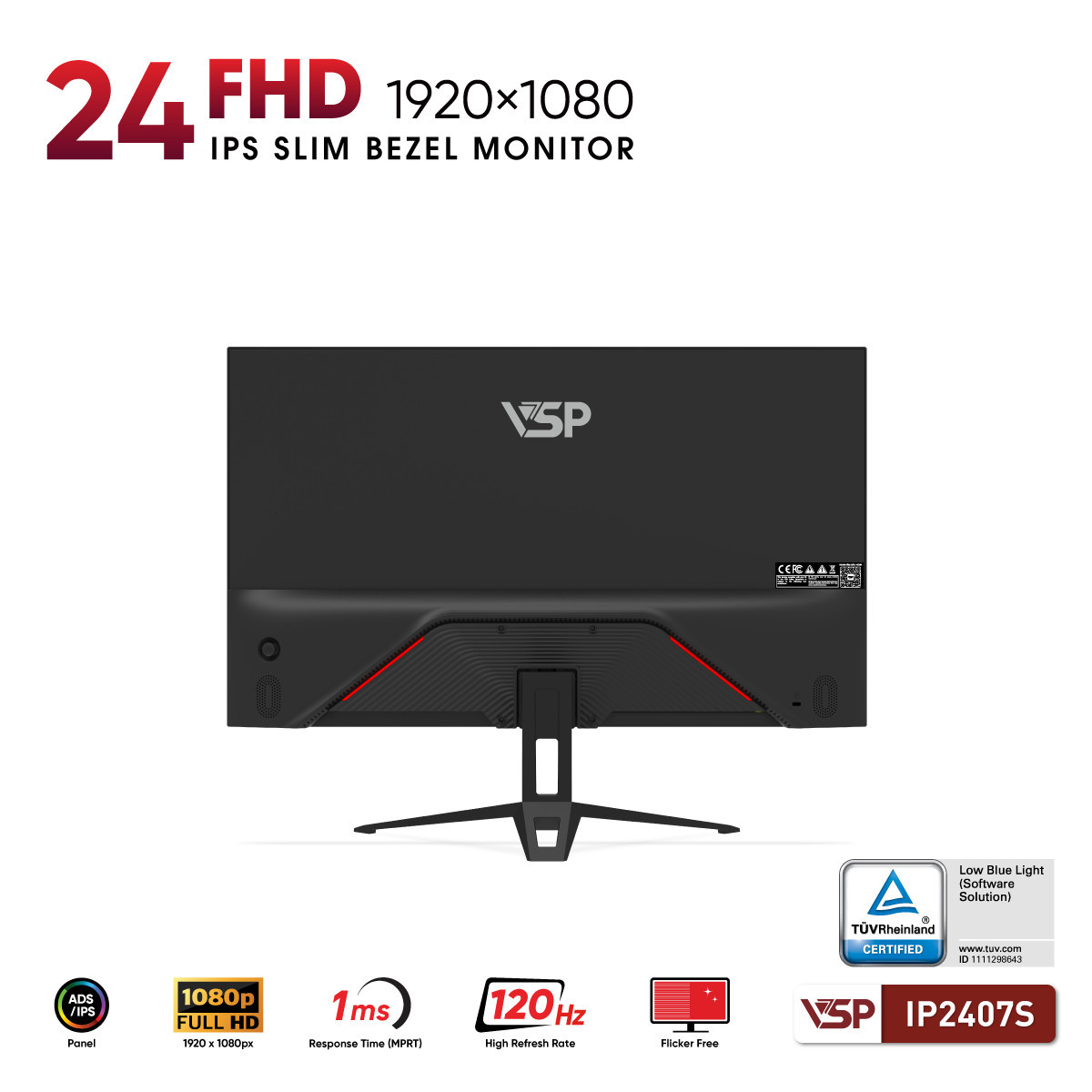 Màn Hình VSP IP2407S (24 inch / IPS / FHD / 120Hz / 1ms) - Hàng Chính Hãng