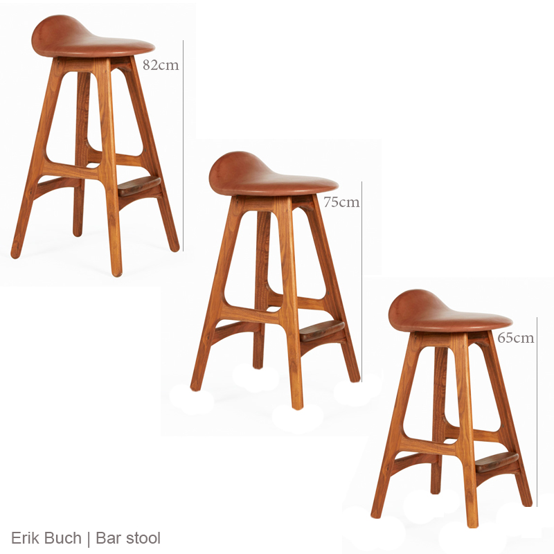 Ghế đảo bếp ghế quầy bar cao 65 cm Erik Buch - 65p chân gỗ tự nhiên thân bọc simili màu nâu hoặc đen HCM