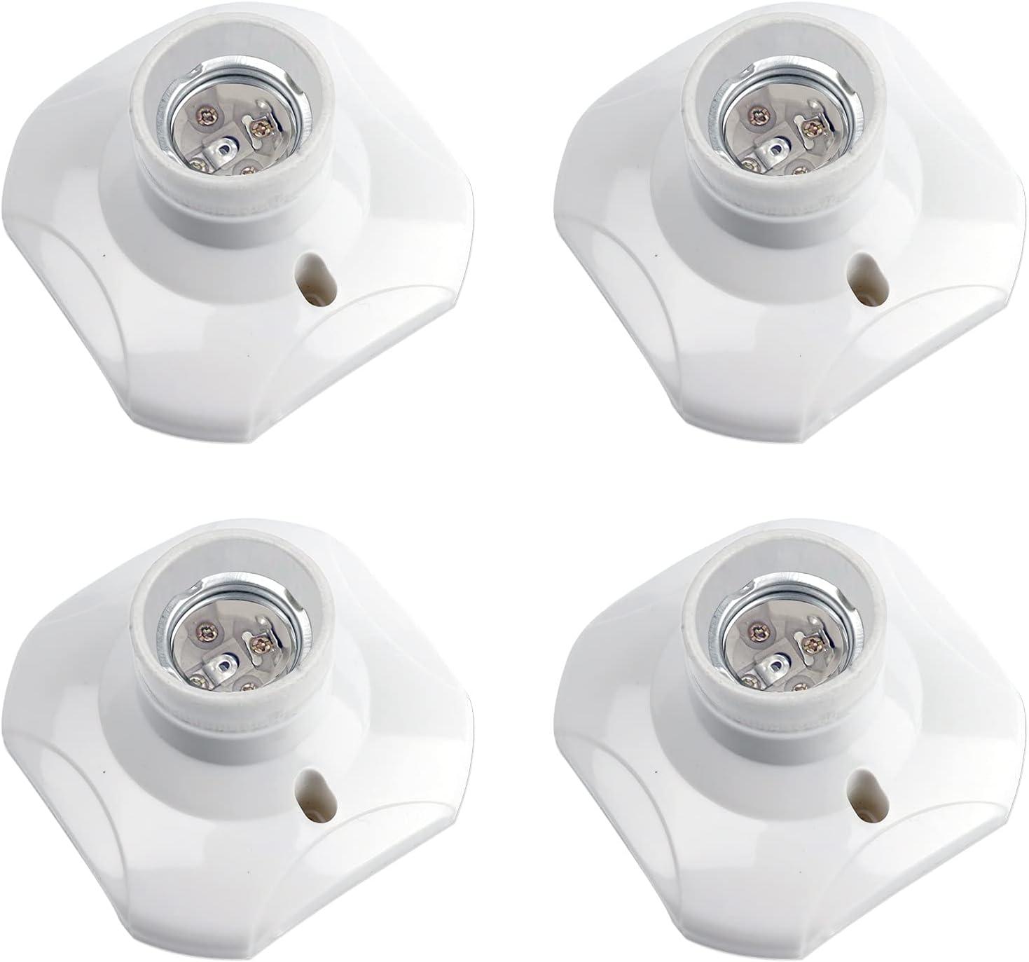 Ổ Cắm Trần Bắt Vít E27, Ổ Cắm Nhà Để Xe E27, AC 220-240V, Đui Bóng Đèn LED, Đế Trần E27, Đế Đèn Nhựa Trắng Cho Đèn Tường, Bộ 4