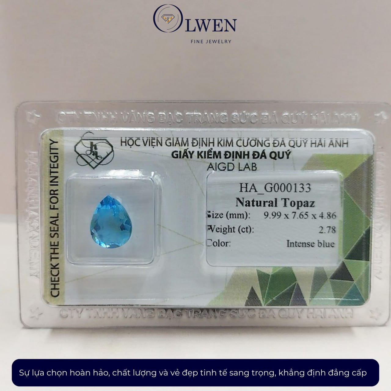 Viên đá Topaz thiên nhiên kiểm định HA_G000133