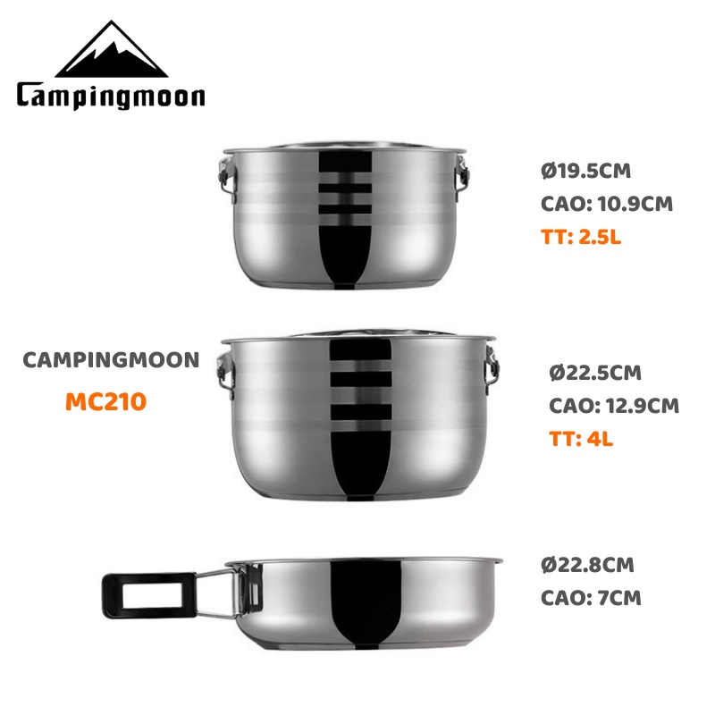 Bộ nồi dã ngoại Inox 6 món Campingmoon MC-210