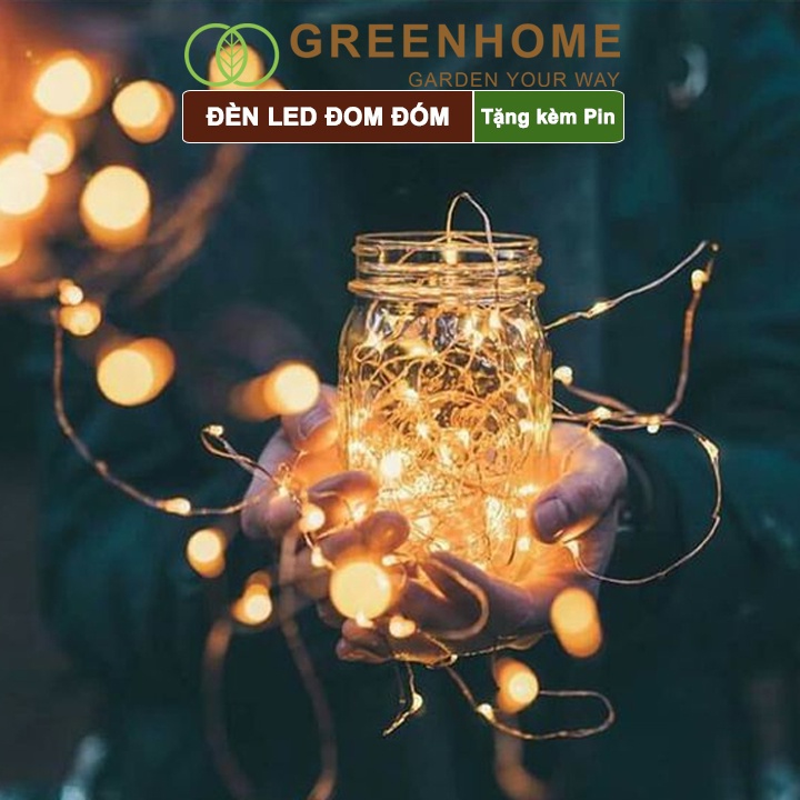 Đèn Led đom đóm Fairy Lights, 1 mét, 3 chế độ sáng, tặng kèm pin, tiện lợi, chịu nước, không hao điện |Greenhome