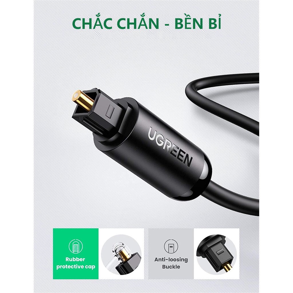 Dây audio quang (Toslink, Optical) UGREEN (đen) hàng chính hãng