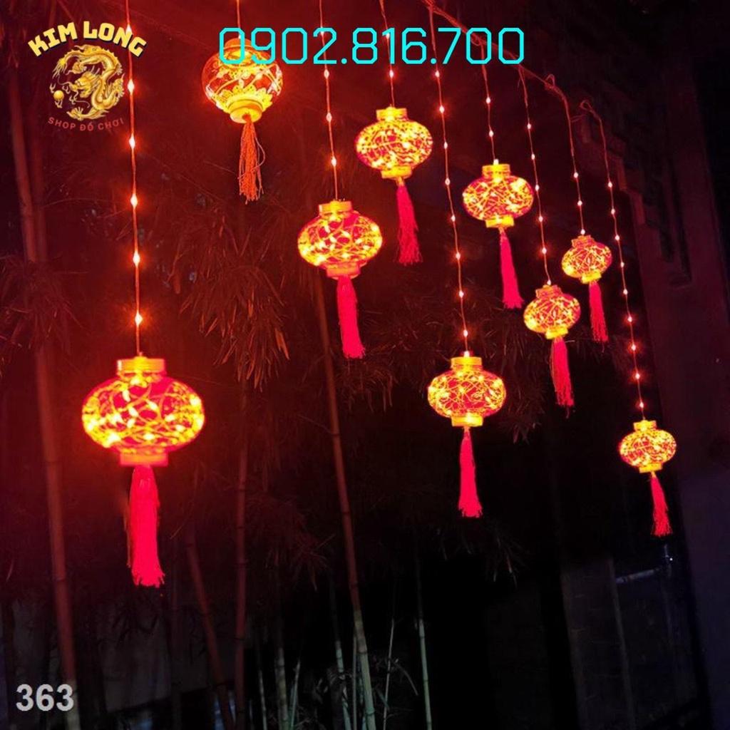 Bộ dây Đèn rèm LED hình ĐÈN LỒNG ngang 3 mét có 10 bóng đèn lồng lung linh siêu đẹp phụ kiện trang trí tết năm mới