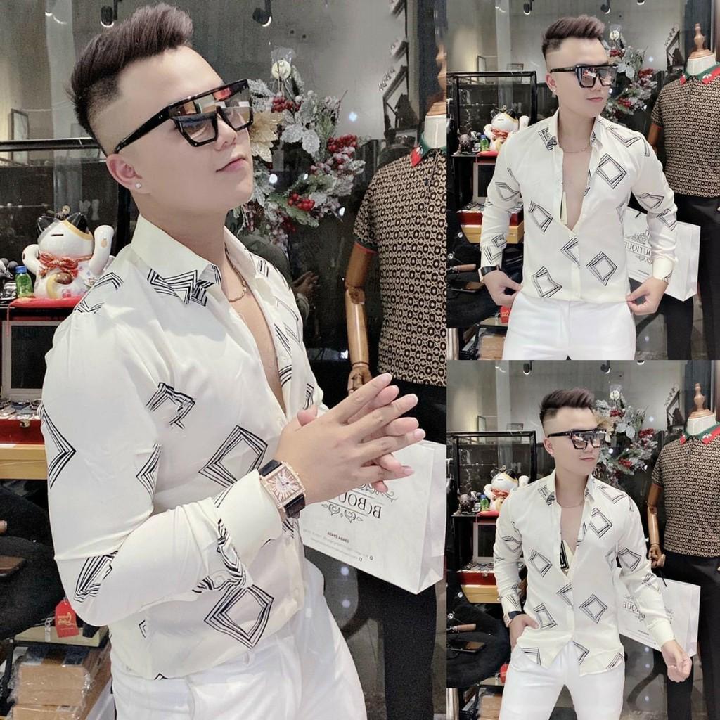 Áo sơ mi nam họa tiết 3d vải Lụa thoáng mát, thấm hút, không nhăn form slim fit LANA FASHION