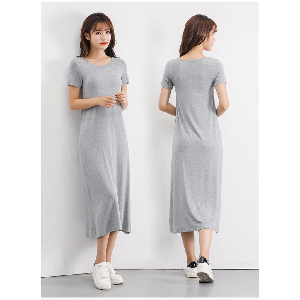 Đầm thun nữ dáng suông mặc nhà, đi chơi, chất vải co giãn Db13
