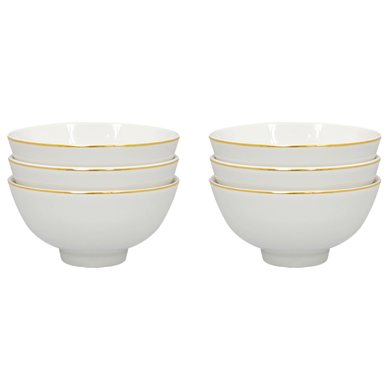 Bộ 10 chén cơm 11.5 cm jas viền chỉ vàng - Gốm sứ cao cấp Minh Long - làm quà tân gia, bạn bè, đồng nghiệp, đối tác