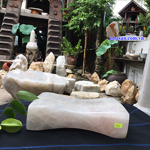 Gối đá thạch anh hồng tự nhiên dùng cho người bị stress G04 nặng 8kg kích thước 27.5x7x18.5  – Vật phẩm phong thủy may mắn
