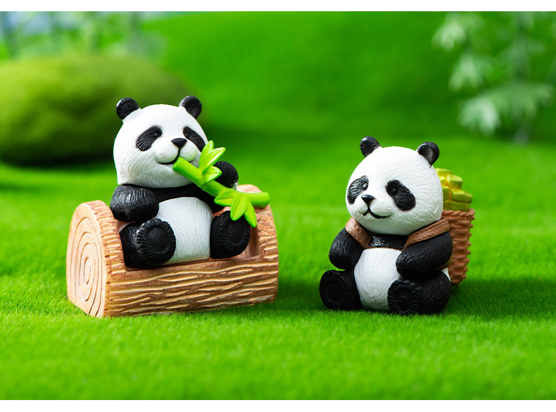 Mô Hình Gấu Trúc Mimi Bộ 8 Trang Trí Decord Ô tô Bánh Kem Tiểu Cảnh_ Hàng chính hãng